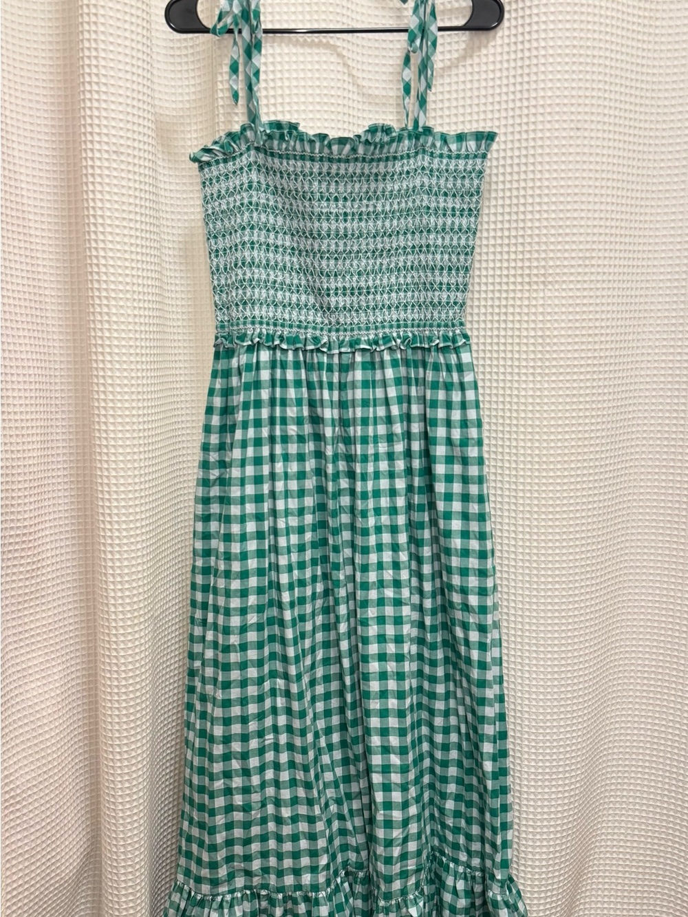 kate spade Green and White Gingham Smocked Dress - XL - Picture 3 of 9